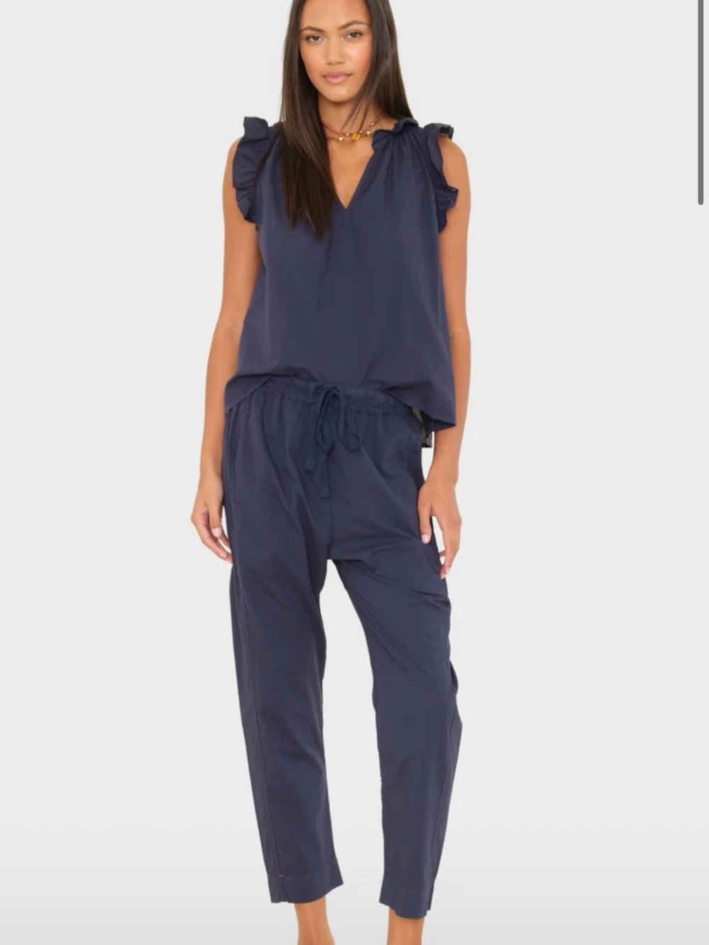 Gray Xirena straight leg cotton pant CHARCOAL